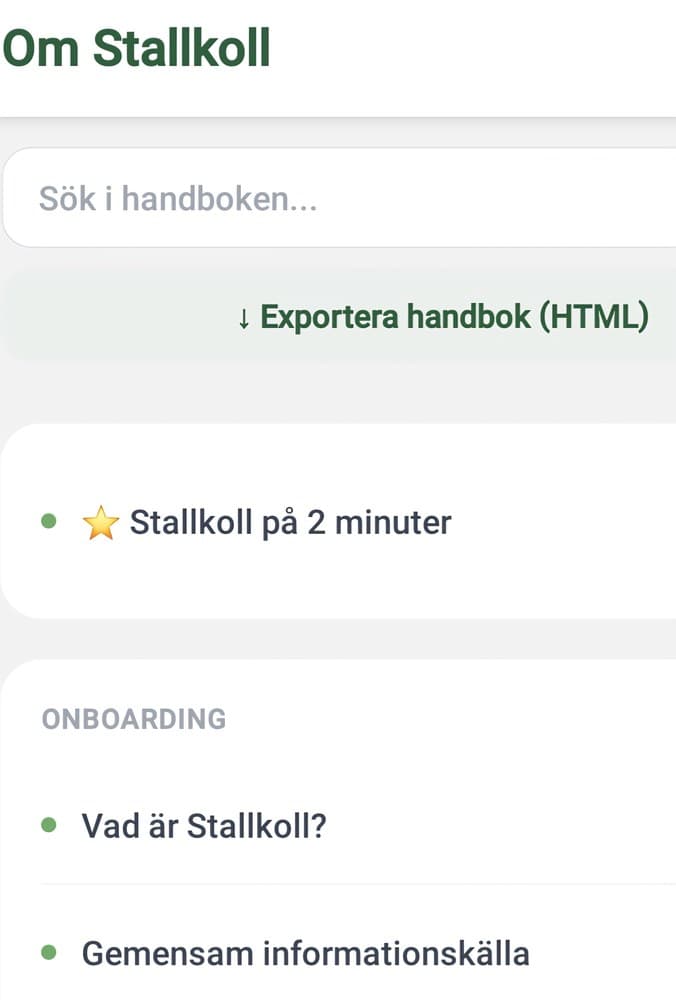 Handboken i VEGA Stallkoll