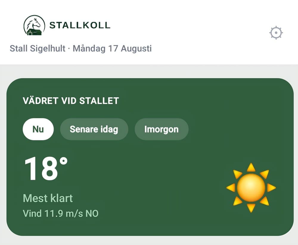 Vädret vid stallet i VEGA Stallkoll
